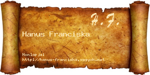 Hanus Franciska névjegykártya